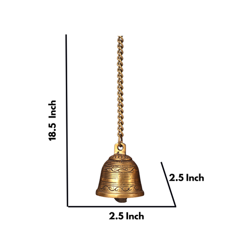 Handcrafted Hanging Brass Bell with Chain | Decorative Wall Hanging for Home Decor