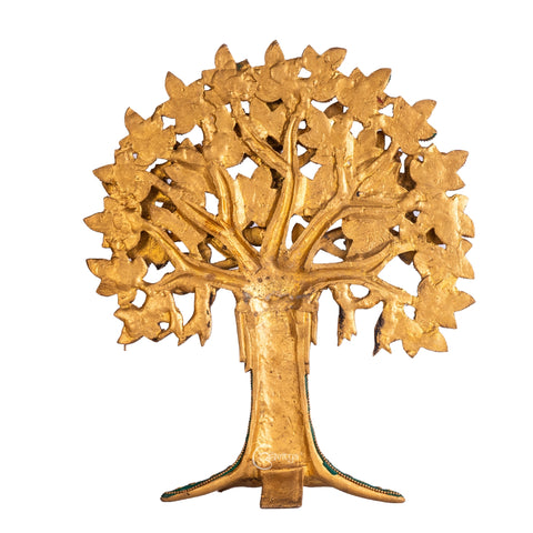 Brass Kalpavriksha Tree Table Décor with Stonework