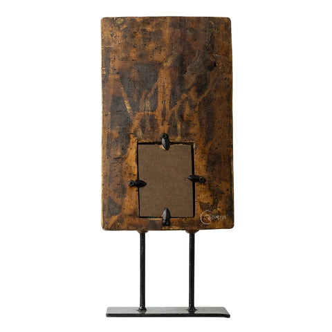 Wooden Mehrab Frame with Mirror - Jharokha on Iron Stand (Green)