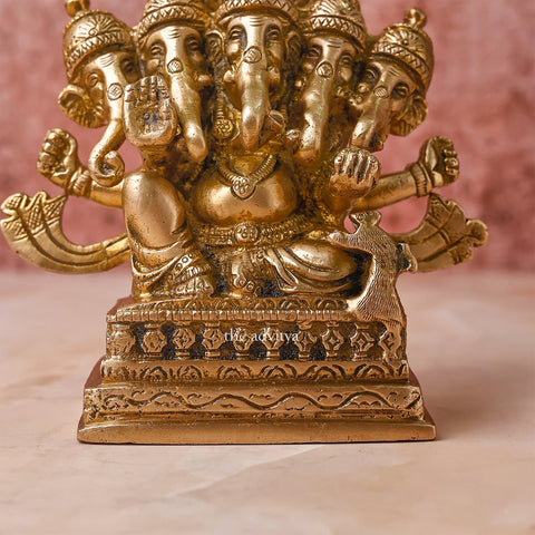 Vinayak,Vigneshwara,Vakratunda,Ganapati,Gajanand,Ganesha ,Pancha Mukha Ganesha Brass Statue