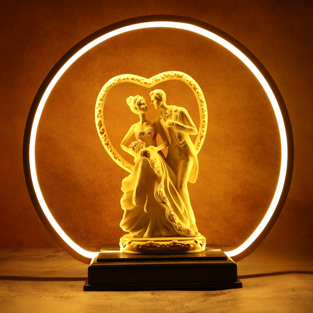 Resin Love Couple Dancing statue with Light