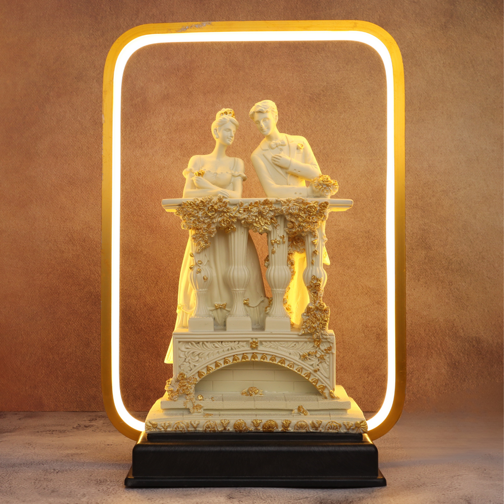 Resin Love Couple Standing statue with Light