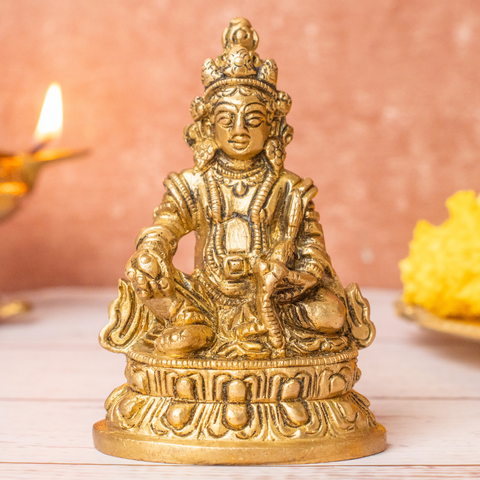 Brass Lord Kubera Sitting Statue