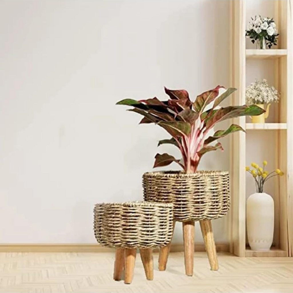 Jute Planter with Legs - Set of Two
