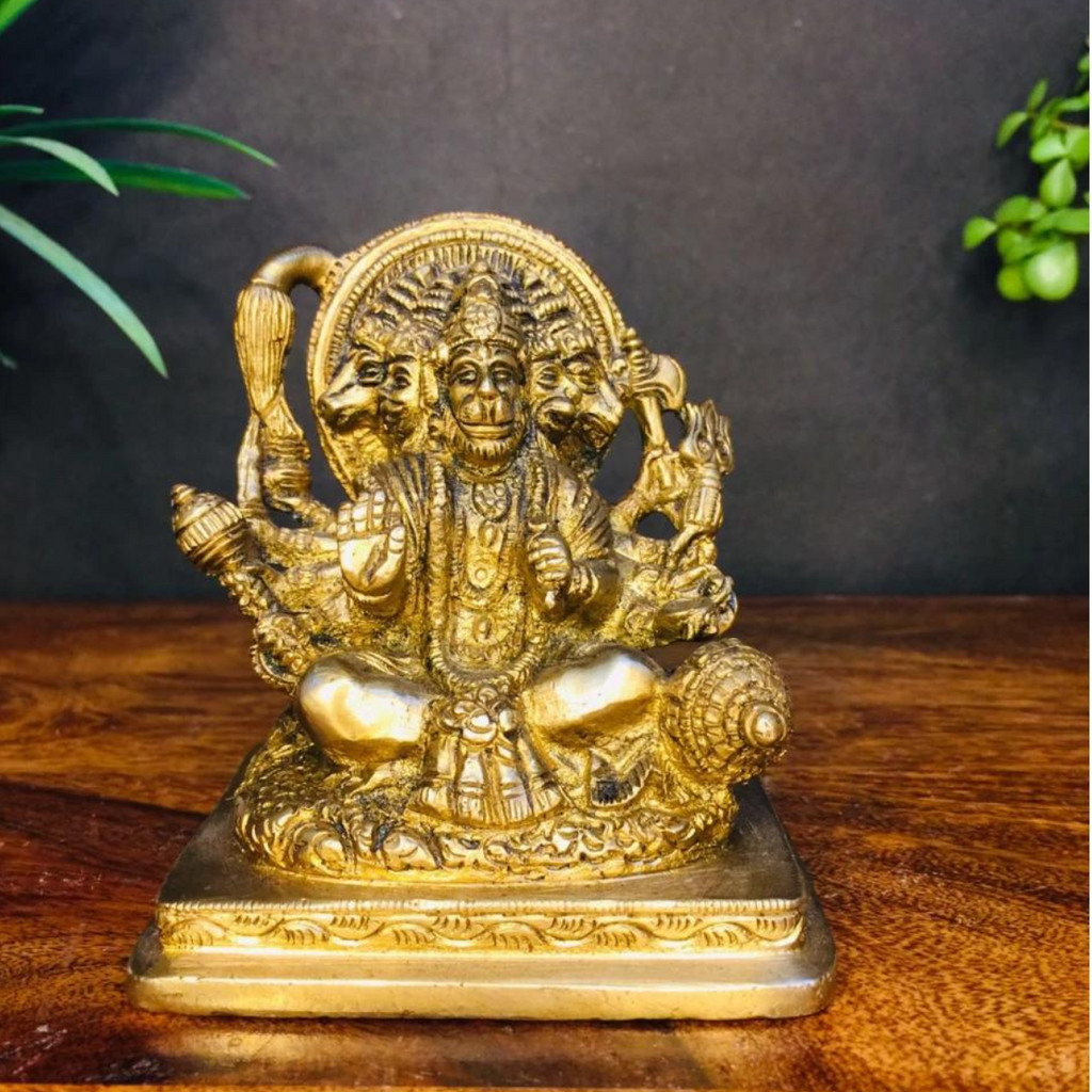 VeerHanumanta,Vayu Putra,Pawan Suta,Bajrangbali,Marutinandan,Elegant Brass Panchmukhi Hanuman Statue