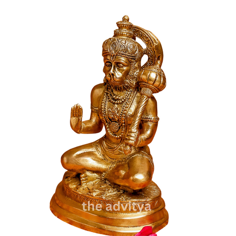 VeerHanumanta,Vayu Putra,Pawan Suta,Bajrangbali,Marutinandan,Brass Hanuman with Gada Sitting Statue