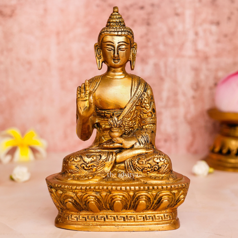 Brass Handcarved Blessing Buddha Statue