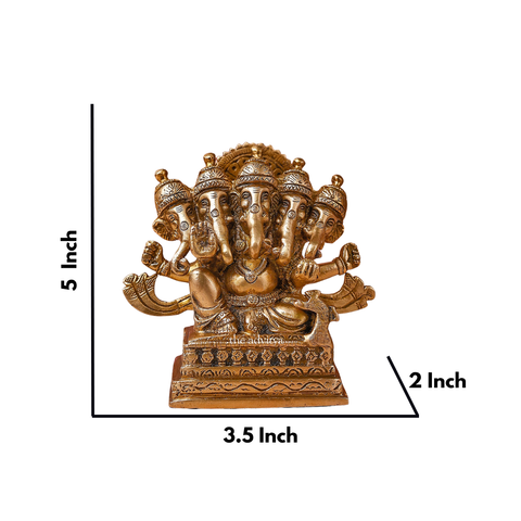 Pancha Mukhi Ganesha Brass Statue