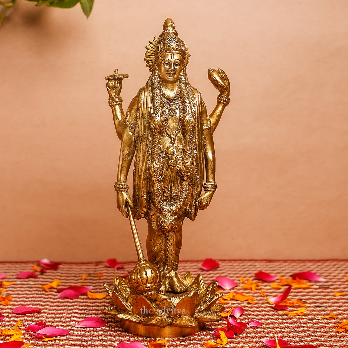 Visnhu,Nraayan,Hari,Pradyumna,Kamala-Natha,Brass Lord Vishnu Standing Statue On Lotus
