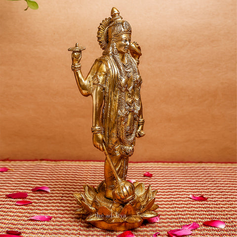 Visnhu,Nraayan,Hari,Pradyumna,Kamala-Natha,Brass Lord Vishnu Standing Statue On Lotus