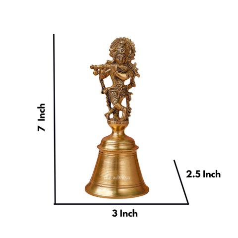 Brass Krishna Bhagwan Murti on Bell