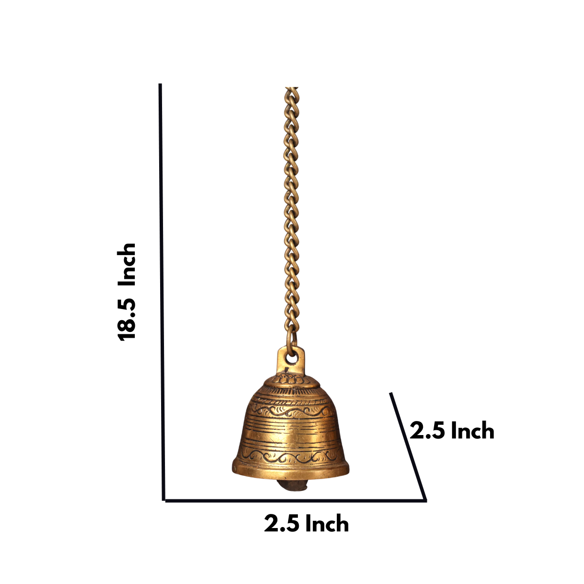 Handcrafted Hanging Brass Bell with Chain | Decorative Wall Hanging for Home Decor