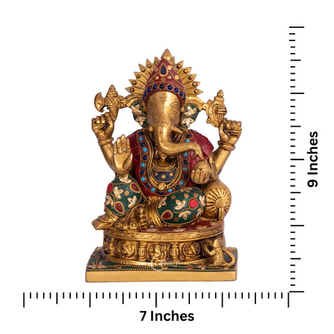 Mosaic Astha Vinayaka Ganesha Brass Statue