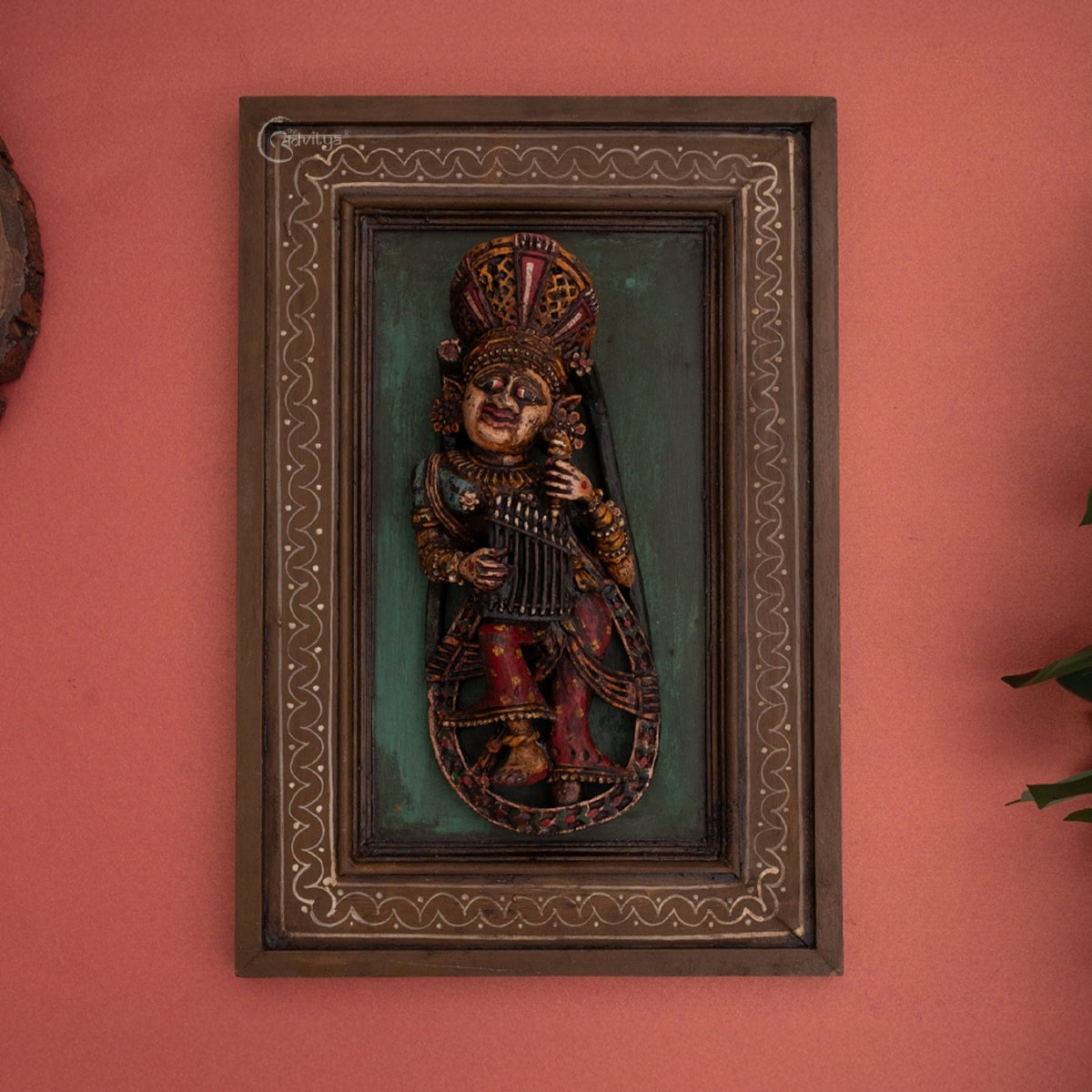 Wooden Musician Apsara Wall Art Frame