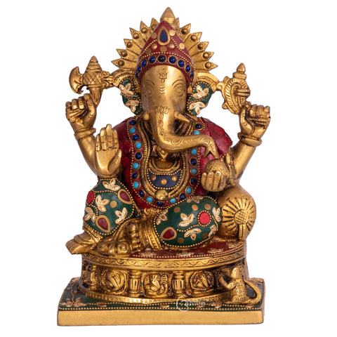 Mosaic Astha Vinayaka Ganesha Brass Statue