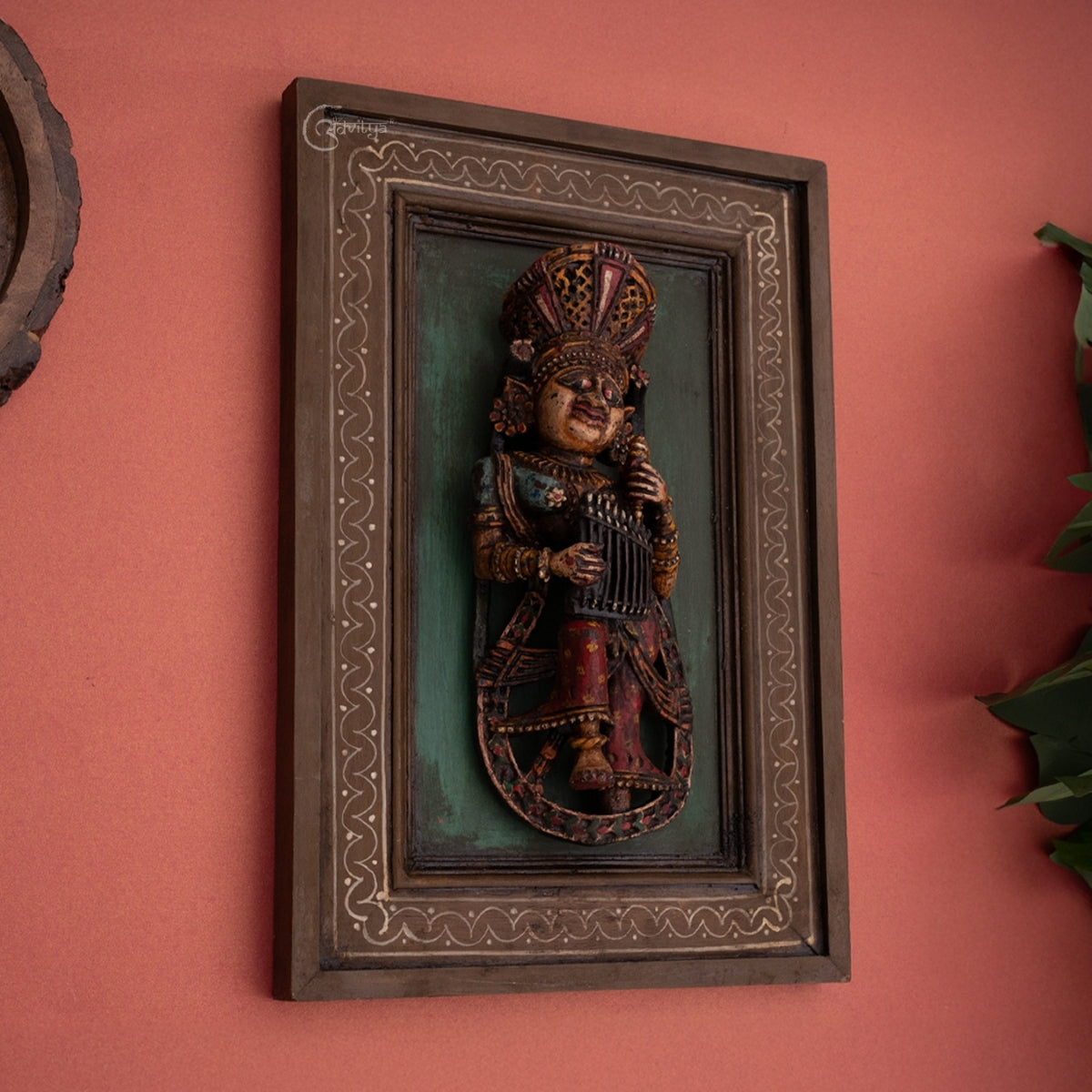 Wooden Musician Apsara Wall Art Frame
