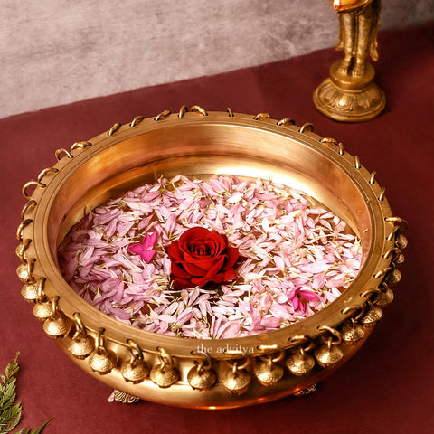 Brass Urli with Ghungroo | Traditional Decorative Bowl for Home and Festive Decor