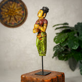Mohenjo Daro Woman Wooden Statue on Iron Stand