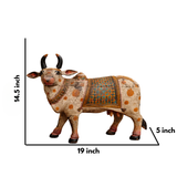 Nandi Sculpture Wooden | Sacred Shiva Bull Decor for Home and Temple | 19 inch