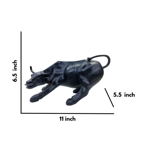 Black Bull Statue In Resin -  11 inch |Symbol of Strength And Power