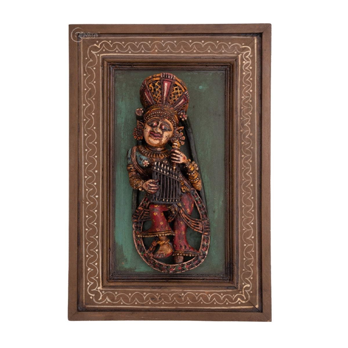 Wooden Musician Apsara Wall Art Frame