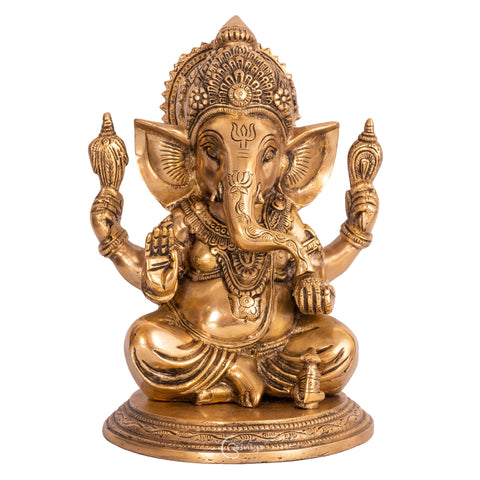 Brass Sitting Ganesha Statue