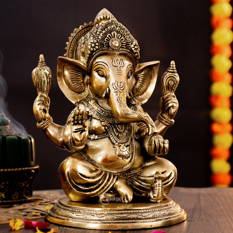 Brass Sitting Ganesha Statue