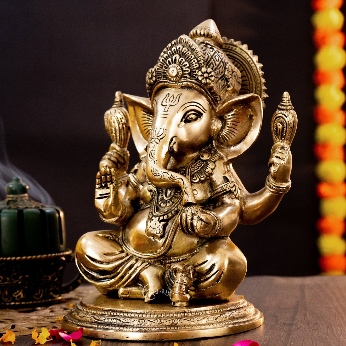 Brass Sitting Ganesha Murti