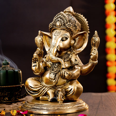 Brass Sitting Ganesha Statue