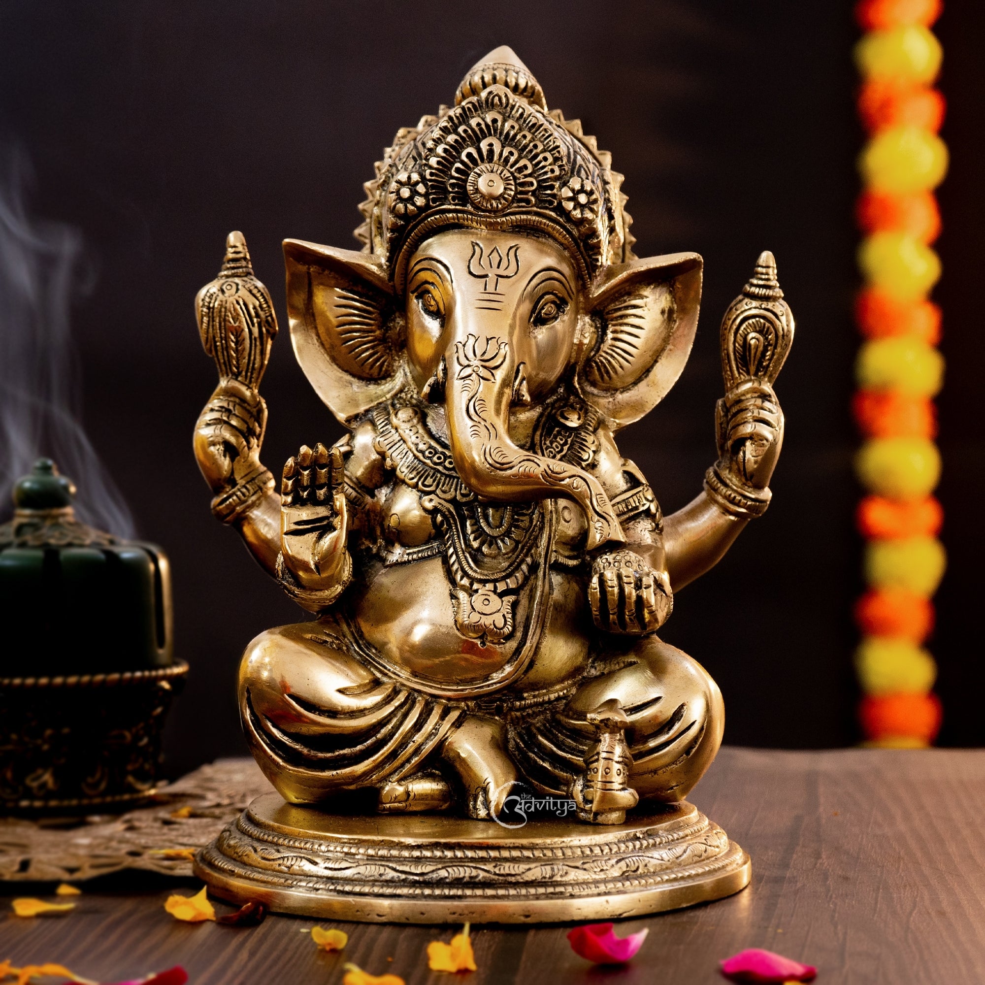 Brass Sitting Ganesha Murti