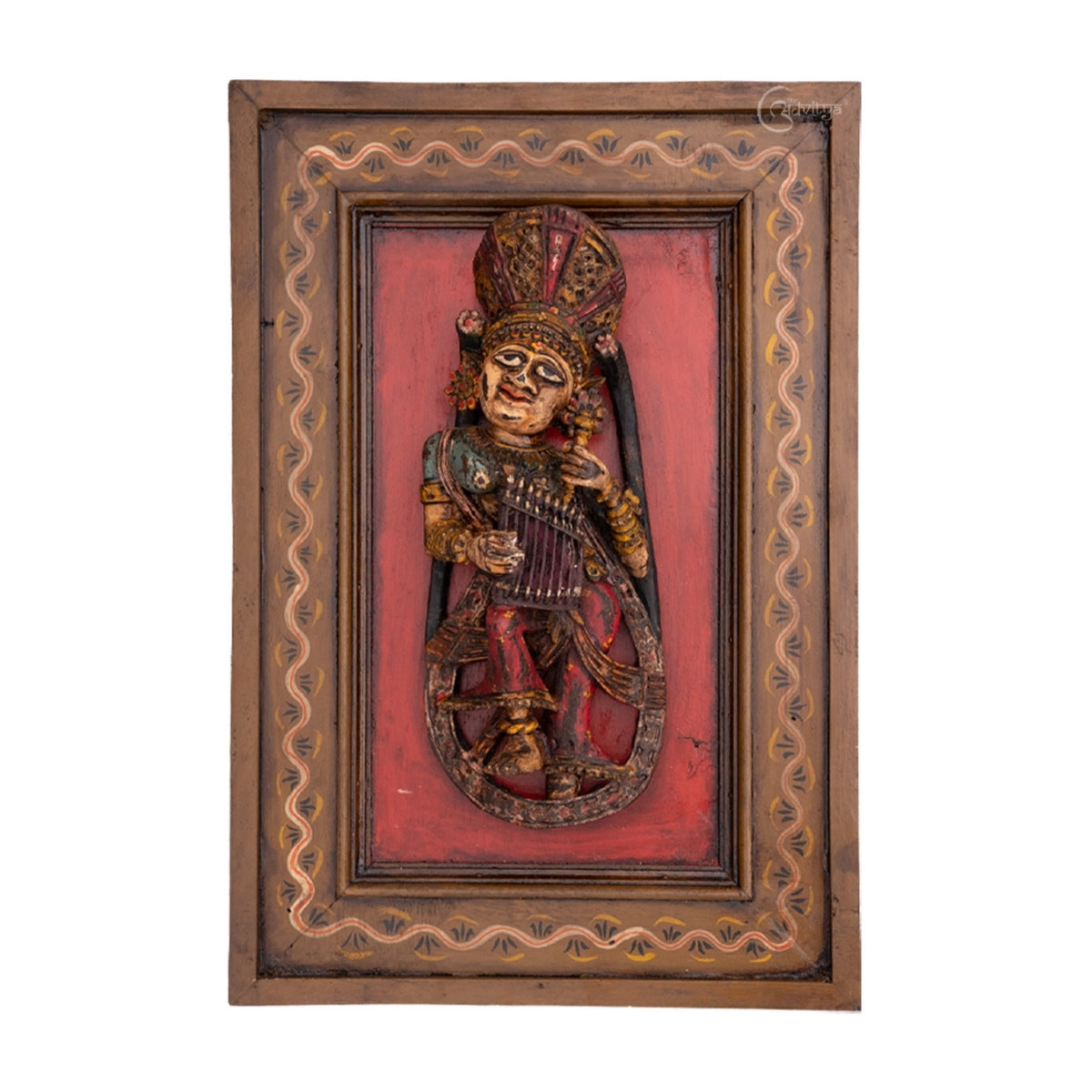 Wooden Musician Apsara Wall Art