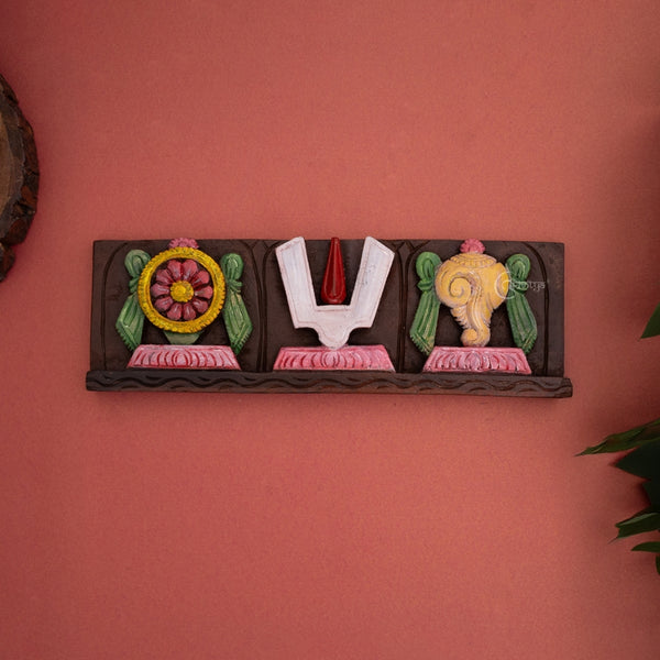 Shankh Chakra Namah Wooden Panel