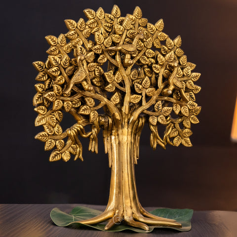 Brass Kalpavriksha Tree with Roots Statue