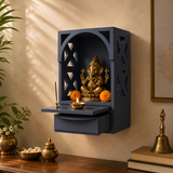 Arch Pooja Mandir with Drawer & Diya Tray Wooden at Home | 14.5 Inch