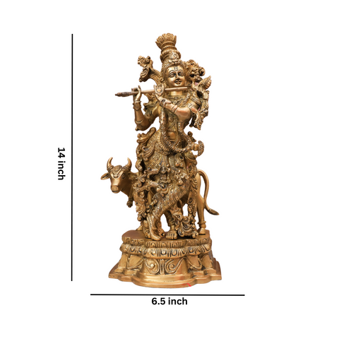 Large Lord Krishna With Cow Idol