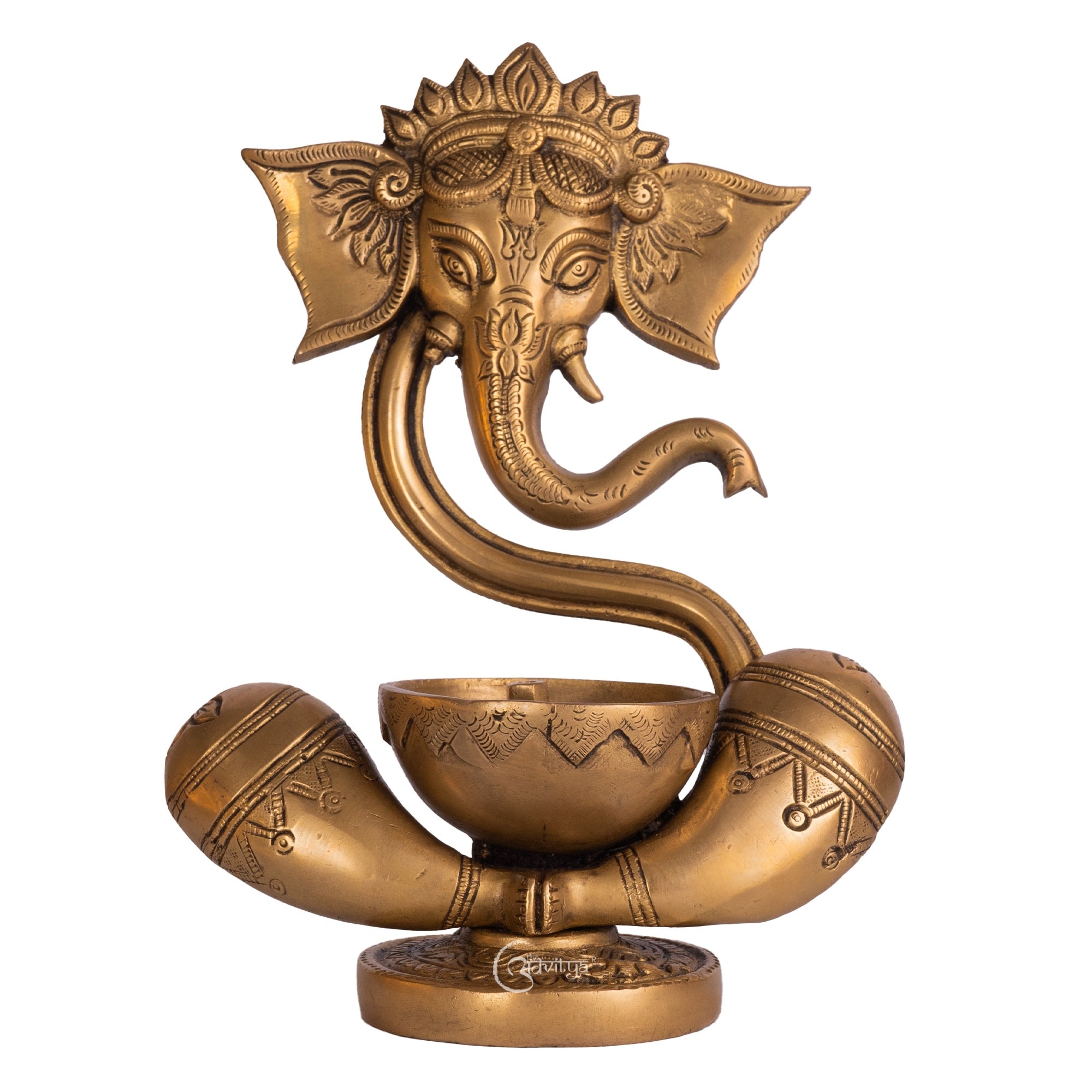 Brass Ganesha Idol with Akhand Diya