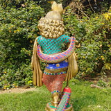 Stone Work Krishna statue With Flute On Lotus Base