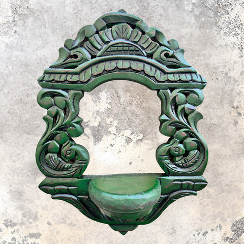 Wooden Carved Handpainted Green Bracket