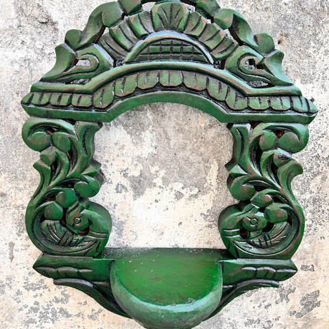 Wooden Carved Handpainted Green Bracket