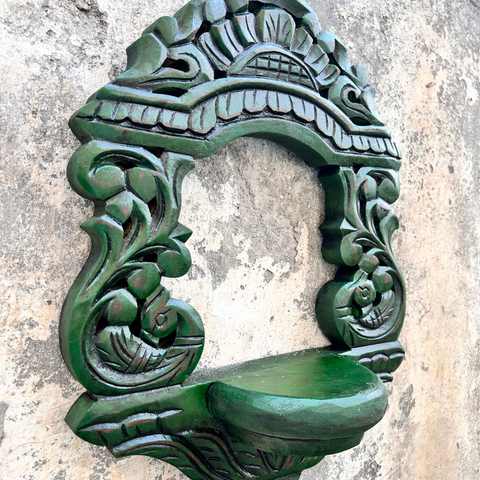 Wooden Carved Handpainted Green Bracket