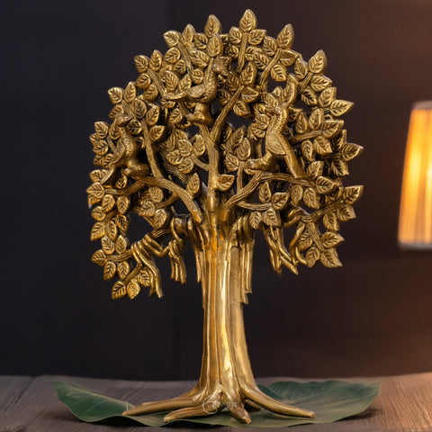 Brass Kalpavriksha Tree with Roots Statue