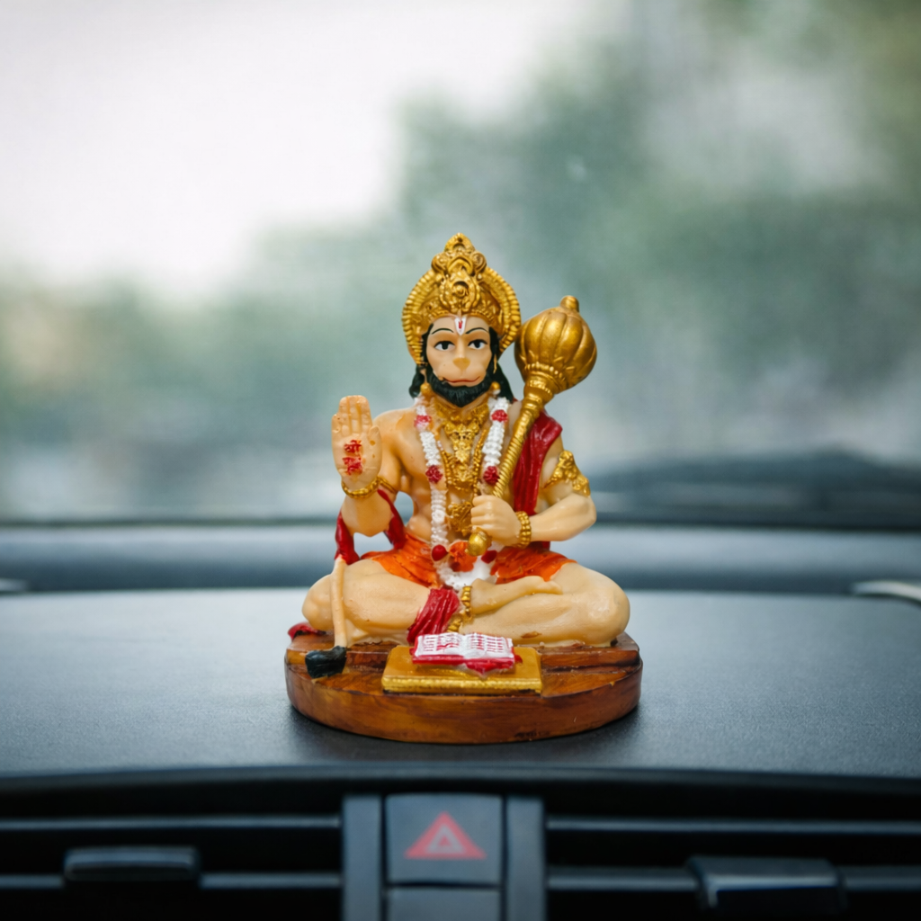 Lord Hanuman Statue Sitting with Gada & Scriptures