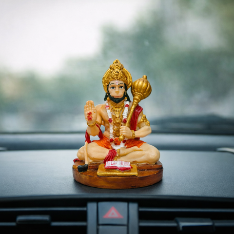 Lord Hanuman Statue Sitting with Gada & Scriptures