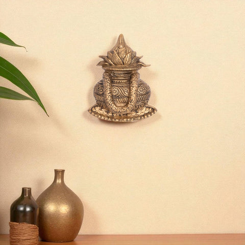 Brass Kalash & Rajasthani Ladies Wall Decor