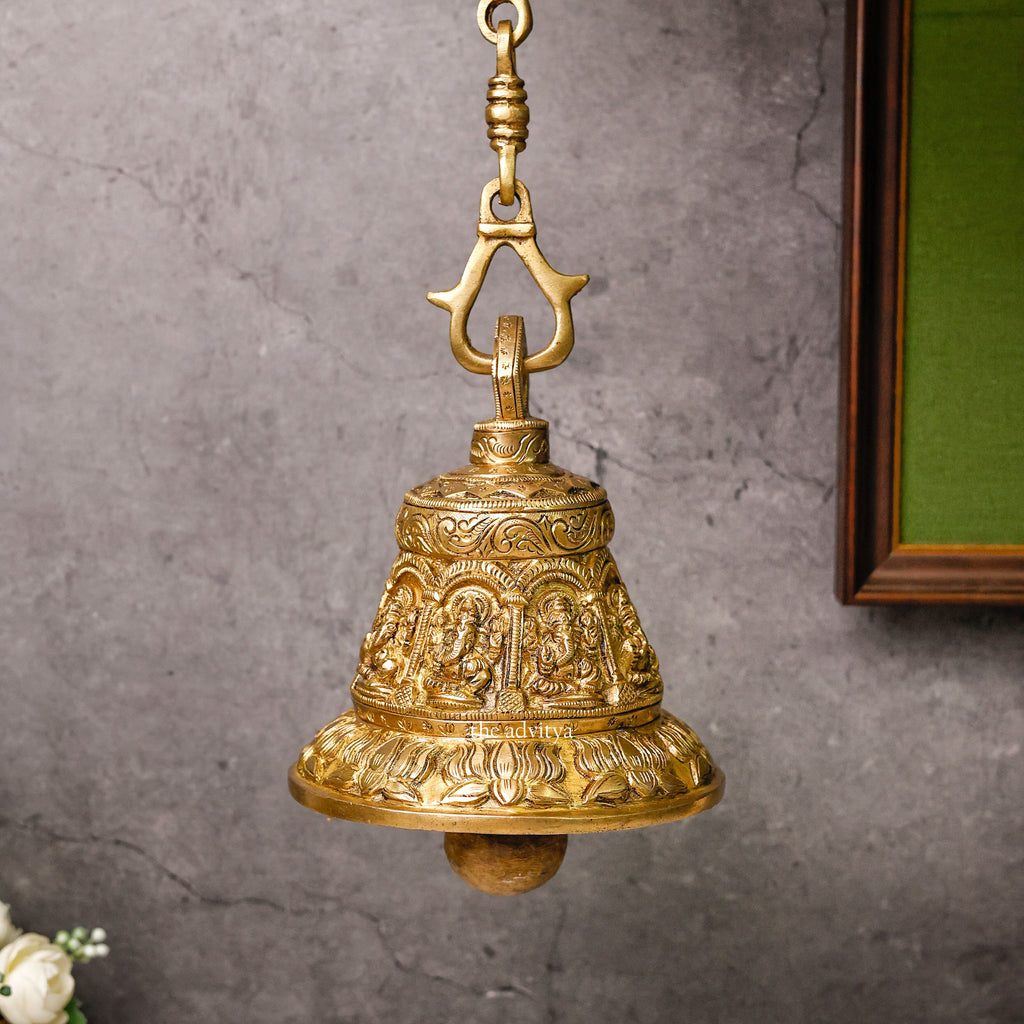 Sankh Bells,Vedic Bell,Temple Bell,Spirtual Bell,Shanti Bell,Satsang Bell,Ganesh and Lotus Hanging Bell