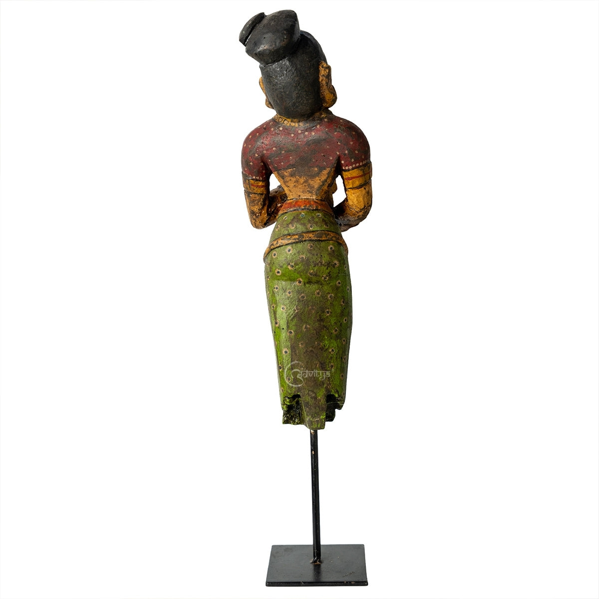 Mohenjo Daro Woman Wooden Statue on Iron Stand