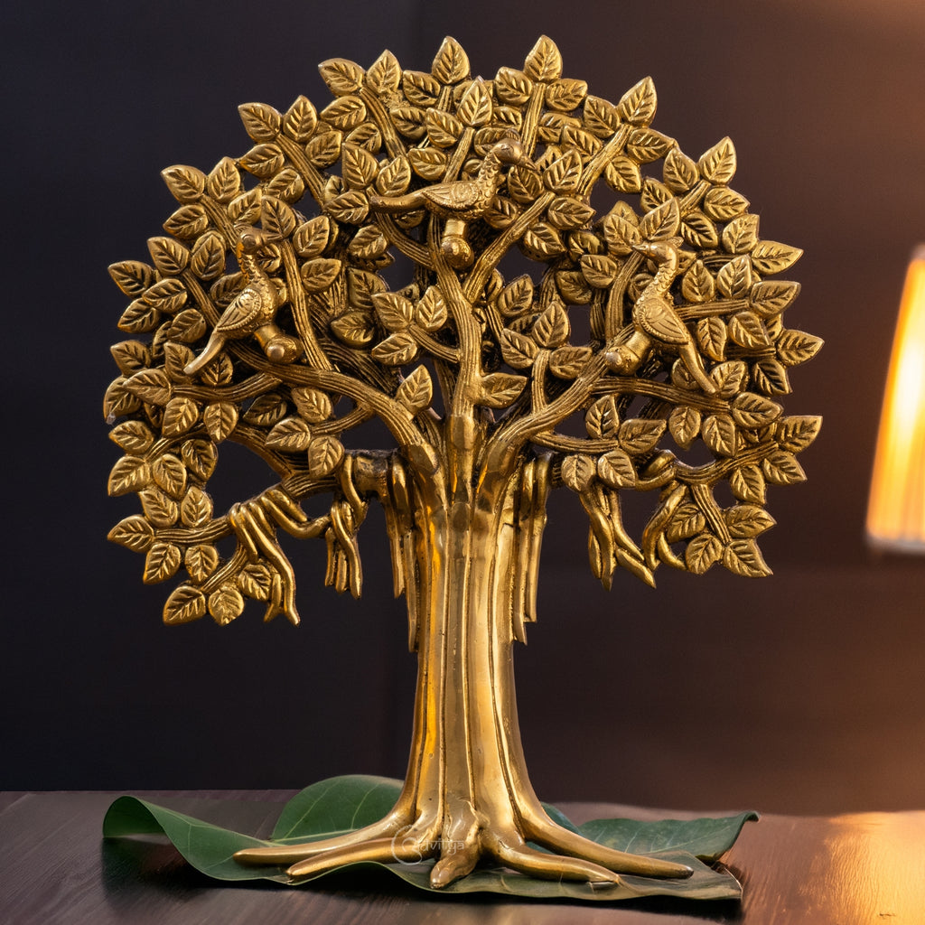 Brass Kalpavriksha Tree with Roots Statue