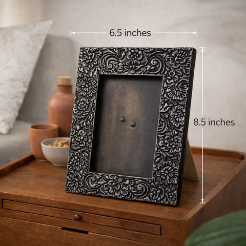 Photo Frame | Aluminium | Black | Table Decor | Gift - 6.5 X 8.5 Inch