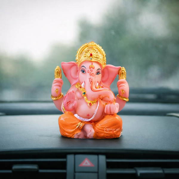 Ganesha Idol in Orange Resin