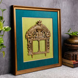 "Magnificent Brass Temple Prabhavali on Dual Fabric Frame "